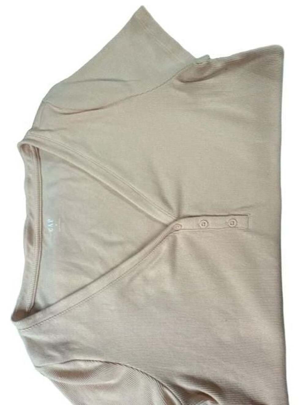 Gap Women's Light Pink Ribbed Short Sleeve Henley Tee Shirt Size M